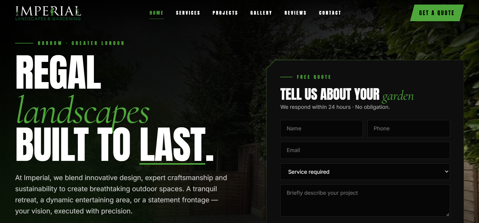 Imperial Landscapes & Gardening website design